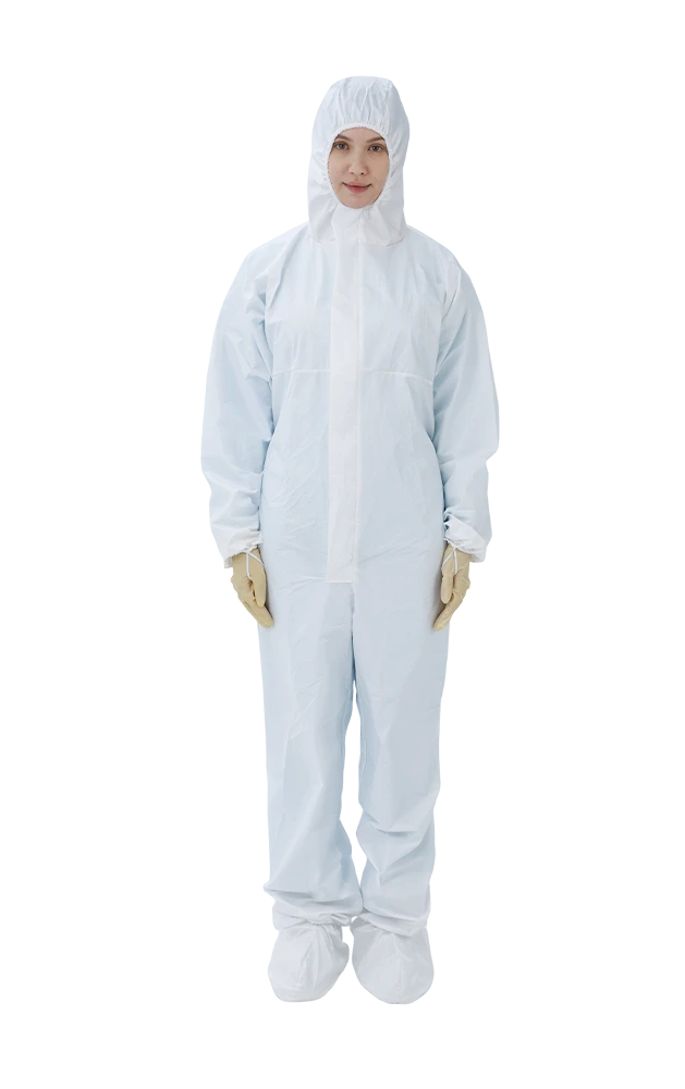 Coverall With Hood And Boot Cover Integrated Donning Solution 
