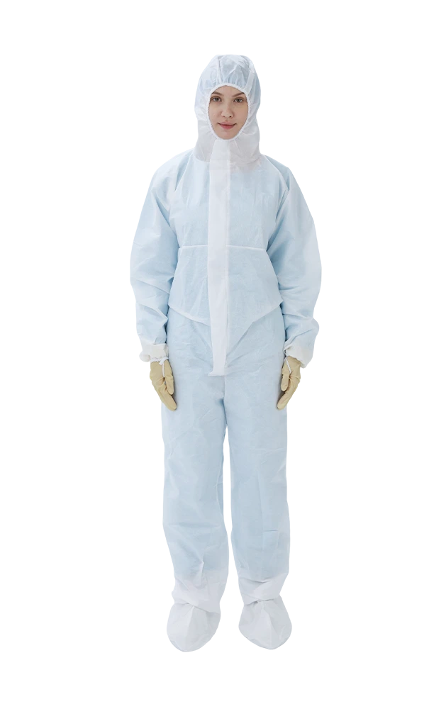 Coverall With Hood And Boot Cover Integrated Donning Solution 